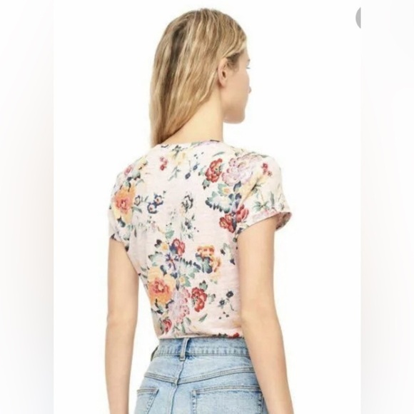 Rebecca Taylor T-shirt Linen Floral Cap Sleeves Pink Tee 100% Linen XS - Picture 3 of 12